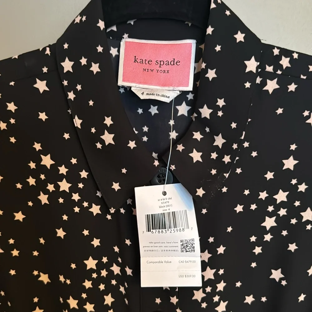 ✨NWT Kate Spade Scattered Stars ShirtDress Midi Length Size 4